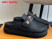 LV Cosy Flat Comfort Clog in Black Calf Leather 1ADACT Replica