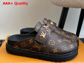 LV Cosy Flat Comfort Clog in Cacao Brown Patent Monogram Canvas 1AAW6O Replica