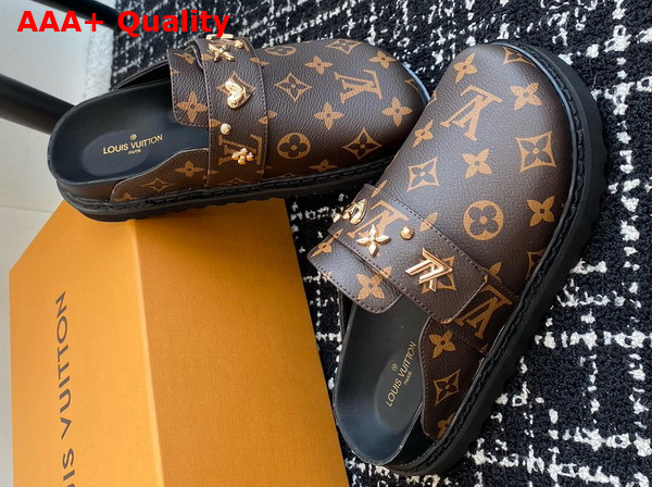 LV Cosy Flat Comfort Clog in Cacao Brown Patent Monogram Canvas 1AAW6O Replica