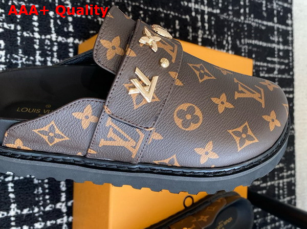 LV Cosy Flat Comfort Clog in Cacao Brown Patent Monogram Canvas 1AAW6O Replica