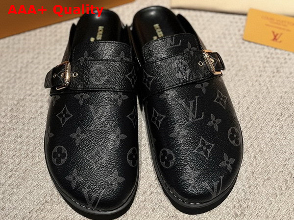 LV Cosy Flat Comfort Clog in Monogram Eclipse Canvas Replica