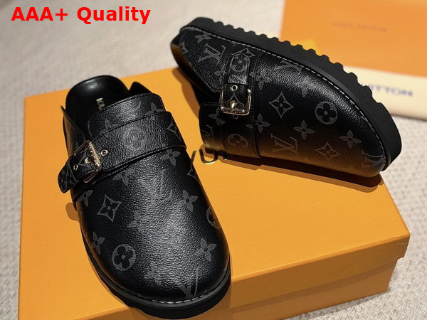 LV Cosy Flat Comfort Clog in Monogram Eclipse Canvas Replica