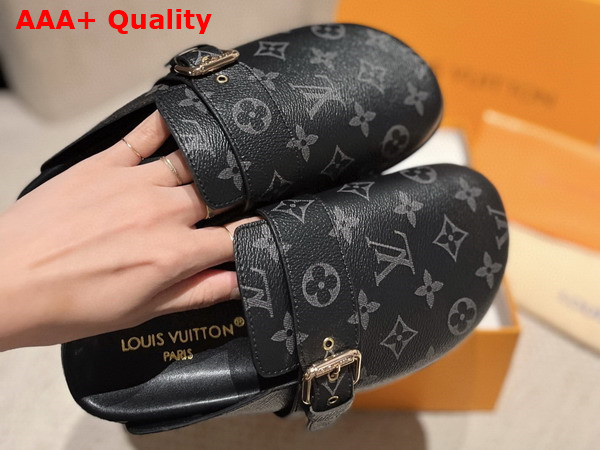 LV Cosy Flat Comfort Clog in Monogram Eclipse Canvas Replica