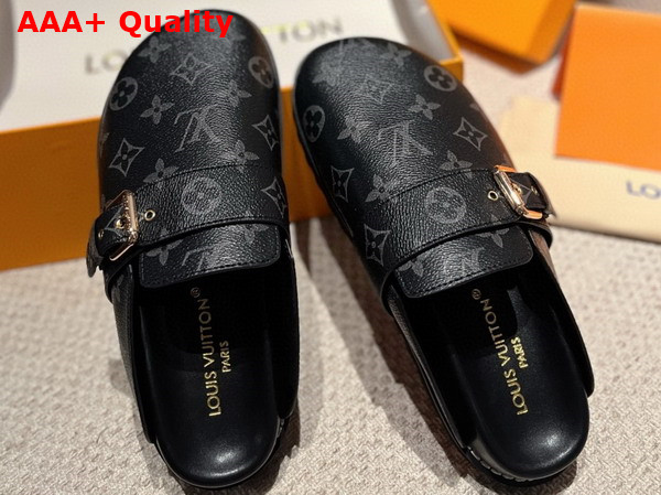 LV Cosy Flat Comfort Clog in Monogram Eclipse Canvas Replica