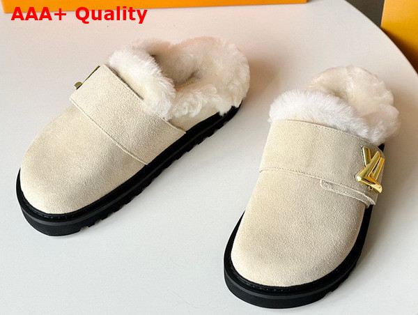 LV Cosy Flat Comfort Clog in Natural Suede Calf Leather and Shearling 1AC6Z3 Replica