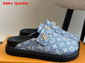 LV Cosy Flat Comfort Clog in Sky Blue Monogram Denim Replica