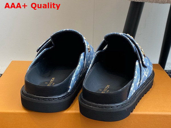 LV Cosy Flat Comfort Clog in Sky Blue Monogram Denim Replica