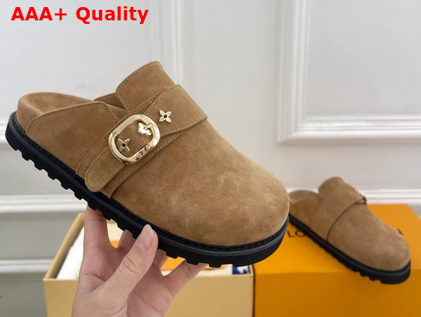 LV Cosy Flat Comfort Clog in Tobacco Brown Suede Calf Leather 1AGVPI Replica