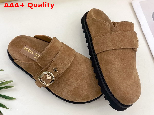 LV Cosy Flat Comfort Clog in Tobacco Brown Suede Calf Leather 1AGVPI Replica