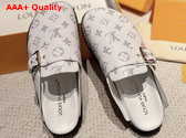 LV Cosy Flat Comfort Clog in White Monogram Canvas Replica