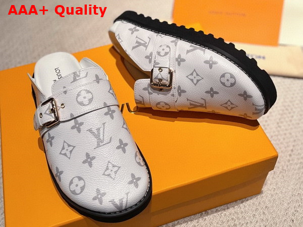 LV Cosy Flat Comfort Clog in White Monogram Canvas Replica