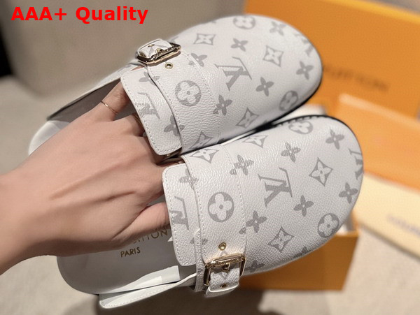 LV Cosy Flat Comfort Clog in White Monogram Canvas Replica