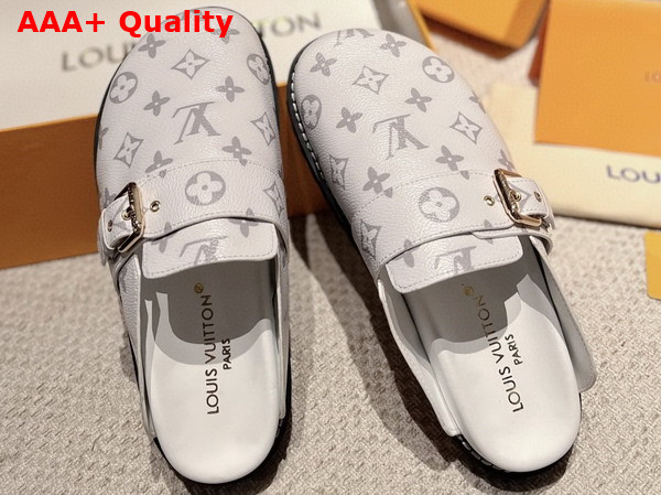 LV Cosy Flat Comfort Clog in White Monogram Canvas Replica