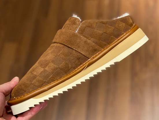 LV Cosy Mule in Brown Damier Suede Calf Leather and Shearling Lining Replica