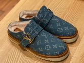 LV Cosy Mule in Navy Blue Monogram Denim and Shearling Lining 1A84IK Replica