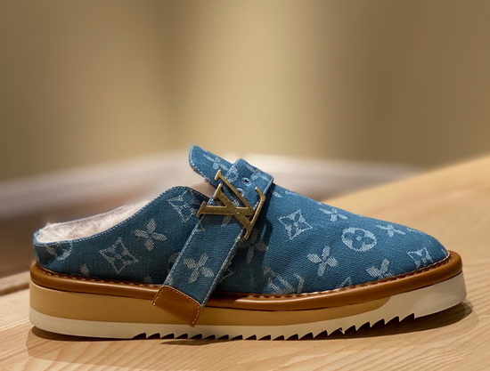 LV Cosy Mule in Navy Blue Monogram Denim and Shearling Lining 1A84IK Replica