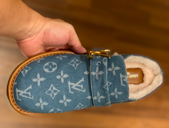 LV Cosy Mule in Navy Blue Monogram Denim and Shearling Lining 1A84IK Replica