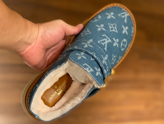 LV Cosy Mule in Navy Blue Monogram Denim and Shearling Lining 1A84IK Replica