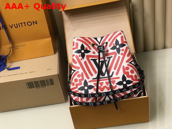 LV Crafty Neonoe MM Bucket Bag in Cream and Red Monogram Giant Canvas M45362 Replica