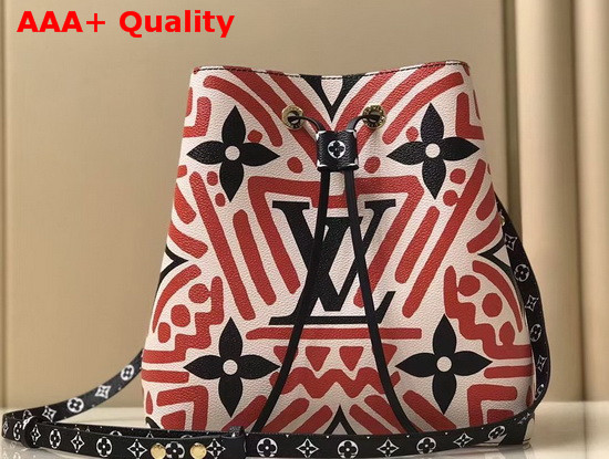 LV Crafty Neonoe MM Bucket Bag in Cream and Red Monogram Giant Canvas M45362 Replica