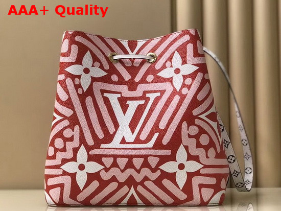 LV Crafty Neonoe MM Bucket Bag in Red and Cream Monogram Giant Canvas Replica