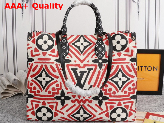 LV Crafty Onthego GM Tote Bag Creme Rouge Monogram Giant Coated Canvas M45358 Replica