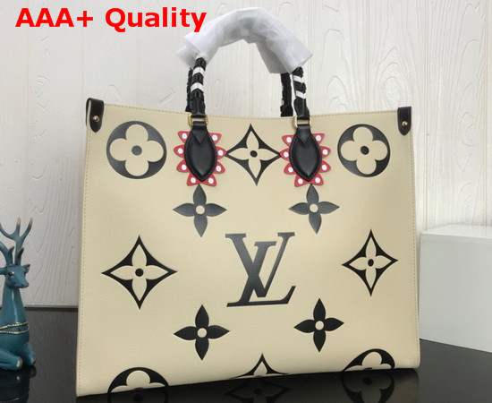 LV Crafty Onthego GM Tote Bag in Creme Embossed Leather M45372 Replica