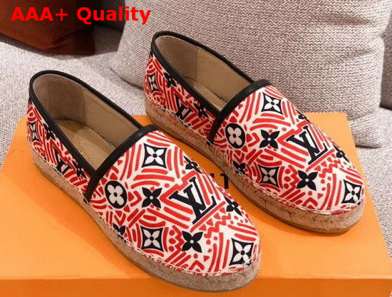 LV Crafty Starboard Flat Espadrille Red and Black Replica