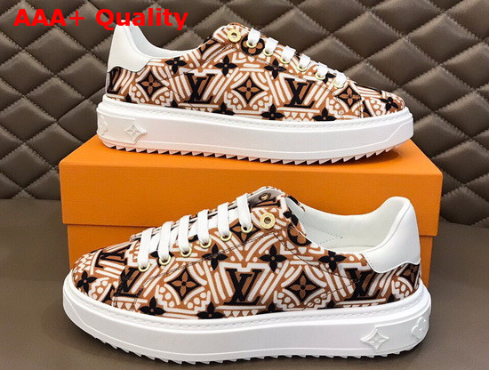 LV Crafty Stellar Sneaker Cognac Brown Printed Nylon Replica