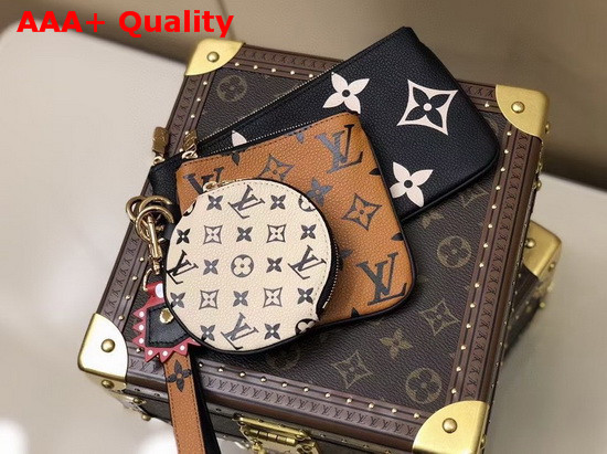 LV Crafty Trio Pouch Caramel Cream Black M69516 Replica