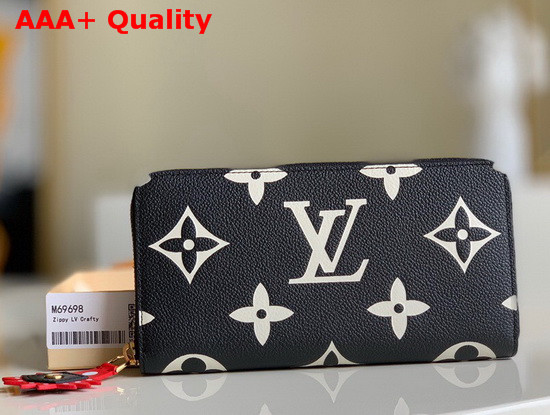 LV Crafty Zippy Wallet in Noir Creme Monogram Empreinte Cowhide Leather M69698 Replica