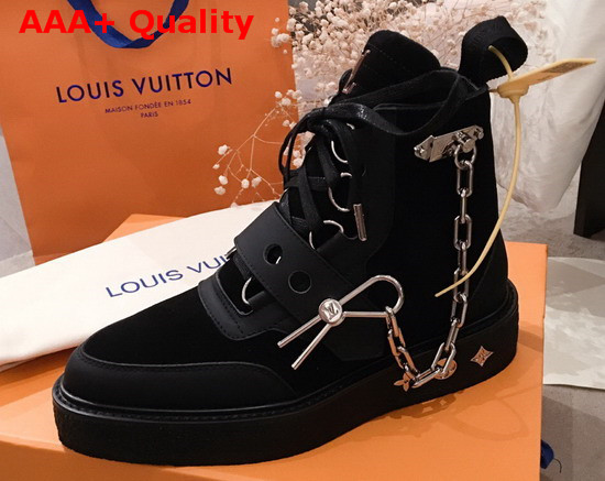 LV Creeper Ankle Boot Black Suede Calf Leather 1A54C1 Replica