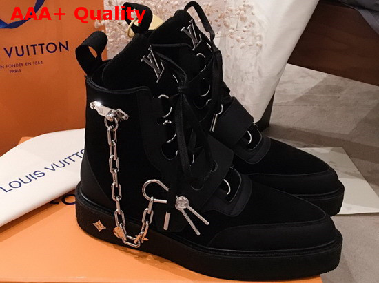 LV Creeper Ankle Boot Black Suede Calf Leather 1A54C1 Replica