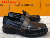 LV Derby Harness Loafer in Black Glazed Calf Leather and Monogram Canvas Replica