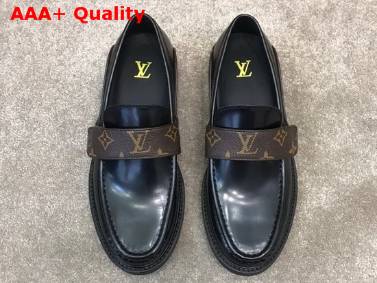 LV Derby Harness Loafer in Black Glazed Calf Leather and Monogram Canvas Replica