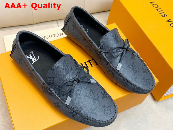 LV Driver Mocassin in Grey Monogram Grained Calf Leather Replica