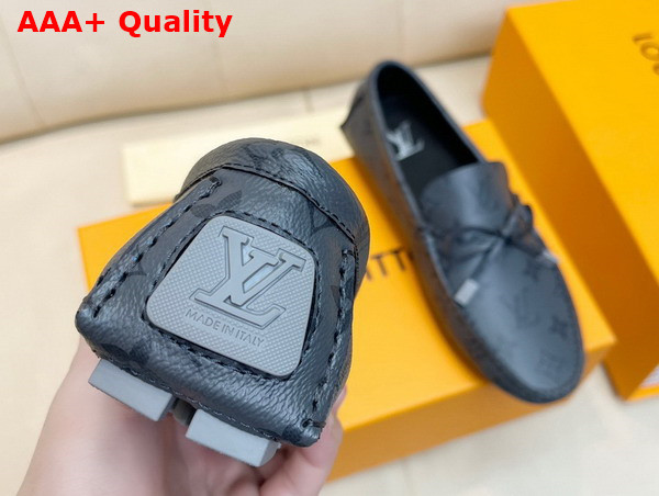 LV Driver Mocassin in Grey Monogram Grained Calf Leather Replica