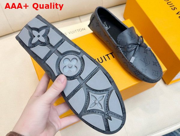 LV Driver Mocassin in Grey Monogram Grained Calf Leather Replica