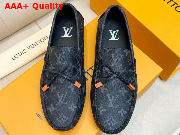 LV Driver Mocassin in Monogram Eclipse Grained Calf Leather 1AAF38 Replica