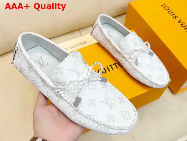 LV Driver Mocassin in White Monogram Grained Calf Leather 1AAF46 Replica