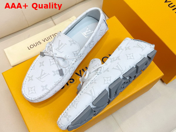 LV Driver Mocassin in White Monogram Grained Calf Leather 1AAF46 Replica