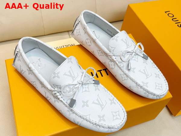 LV Driver Mocassin in White Monogram Grained Calf Leather 1AAF46 Replica