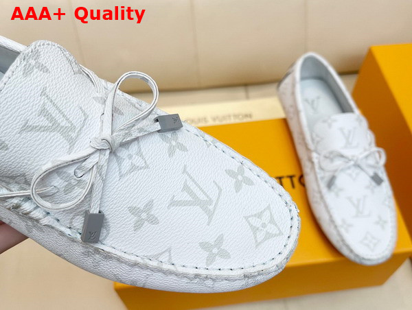 LV Driver Mocassin in White Monogram Grained Calf Leather 1AAF46 Replica