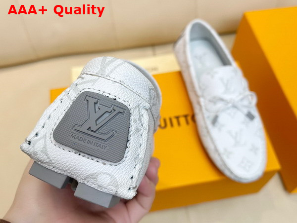 LV Driver Mocassin in White Monogram Grained Calf Leather 1AAF46 Replica