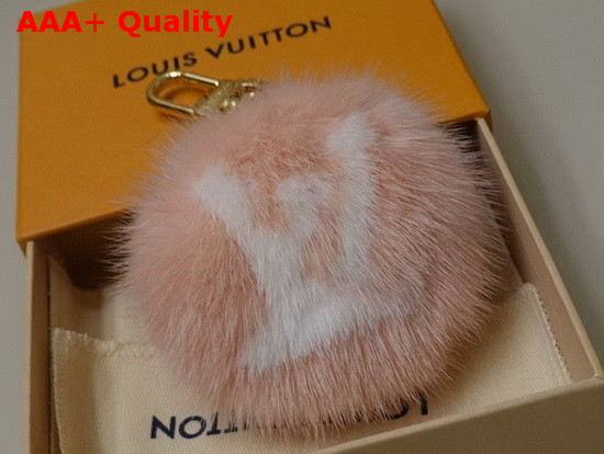 LV Fur Bag Charm and Key Holder in Pink Mink Fur M69563 Replica