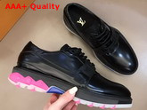 LV Fusion Derby Black Glazed Calf Leather with Pink Outsole Replica