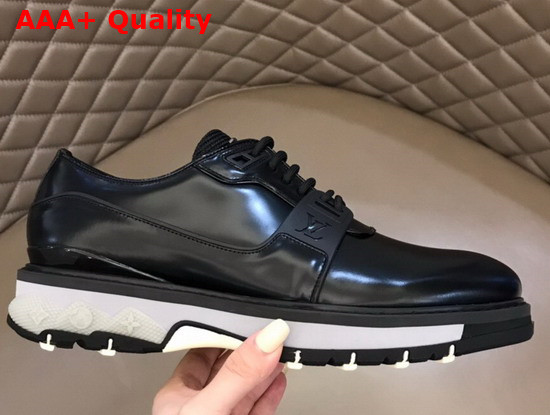 LV Fusion Derby Black Glazed Calf Leather with White Outsole Replica