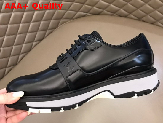 LV Fusion Derby Black Glazed Calf Leather with White Outsole Replica