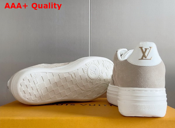 LV Groovy Platform Sneaker in Beige Monogram Debossed Suede Calf Leather 1ACHHG Replica