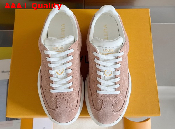 LV Groovy Platform Sneaker in Rose Clair Monogram Debossed Suede Calf Leather 1ACHIS Replica